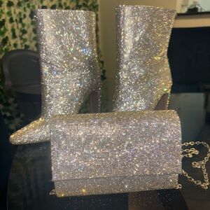 Rhinestone Notched Heel Bootie